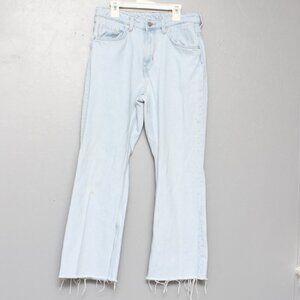 Weekday mile cropped sing blue raw hem wide leg jeans